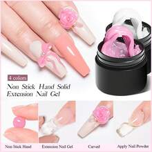 Mtssii 5Pcs/Set Non-Stick Hand Solid Nail Extension Gel Set , Clear, Pink, Nude & White Shades For Long-Lasting Sculpture And Carving, Solid, Hand, With Flower Molds Sculpting Brush, Easy To Operate Manicure Kit Nail Art DIY For Home Salon Nails - 彩色 - 查看 5