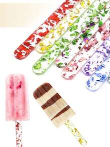 50/20/5pcs Reusable Vibrant Acrylic Popsicle Sticks, Reusable Ice Cream/Popsicle Makers, Back-To-School Essentials For Students, For Popsicle Molds, Cake Pops, Candy Desert DIY Crafts, Summer Cooling DIY Tools, Home, Outdoors, Shops, Schools, Restaurants Freezer & Kitchen Accessories - Multicolor - View 3