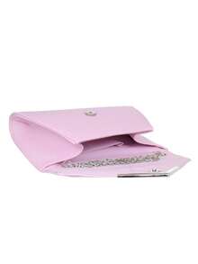 Girly Handbags Womens Faux Leather Metallic Envelope Clutch Bag - Pink - View 5