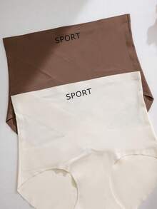 Paquete de 3 bragas con forma moldeadora, cintura alta, transpirables y con estampado de letras para mujer - Multicolor - Ver 10