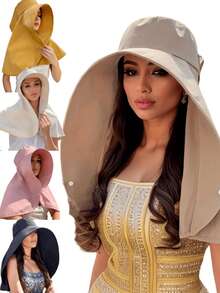 1 件女士海军蓝超大太阳帽透气轻便宽边脸颈耳保护防水非常适合徒步旅行海滩和城市散步户外防晒超大边缘帽子时尚轻便帽子礼物送给女朋友