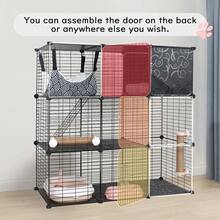 BreeRainz Jaulas para gatos de interior, recinto de 3 niveles para armar uno mismo con hamaca grande, caseta de alambre de metal para mascotas, caja de arena, cama, rascadores, cuenco y escaleras para 1 o 2 gatos. - Negro - Ver 9