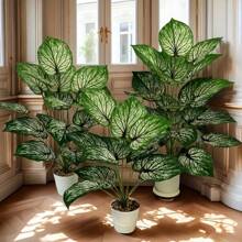 1pc Large Artificial Dieffenbachia Plant - Multipurpose Fake Green Decor For Home And Office, Suitable For Various Room Types, Ideal Choice For Christmas, Halloween, Easter And Thanksgiving, Made Of Plastic, No Container, No Power Required