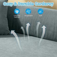Compression Sofa - Convertible Floor Foldable Sofa Bed - With 2 Pillows, Corduroy, Queen Size - 淺灰色 - 查看 7