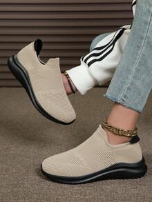 Casual Elastic Slip-On Footwear Unisex, Comfortable & Sporty Shoes Without Laces, Summer 2025 New Arrival - Khaki - View 6