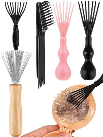 Hair Brush Cleaner Tool – Easy-To-Use Rake Comb For Removing Hair, Lint & Dust – Mini Cleaning Claws For Home & Salon, Hair Brush, Comb, Hair Tools, Hair Products And Accessories For Barber Salon Beauty Back To School, Travel Holiday Essentials, Hair Accessories For Women, Brush, Detangling Brush, Ball Brush, Mini Hair Brush Set, Wooden Comb, Hair Brushes
