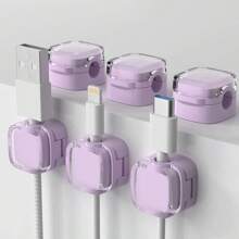 6pcs/3pcs/1pc(Trial Pack) Magnetic Cable Clips, Magnetic Desktop Cable Clips, Slot Cable Clips - Cable Organizer, Cable Management, Cable Clips For Cable Organizer, Desktop Cable Organizer Cable Clips, Charging Cable Clips, Bedside Cabinet Cable Organizer Cable Clips, USB Cable/Power Cord/Wire Self-Adhesive Cable Management, For Car And Desk, Home And Office