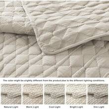 Blue Quilt King Size Bedding Sets With 2 Pillow Shams, Lightweight Soft Bedspread Coverlet, Quilted Blanket Thin Comforter Bed Cover All Season, 3 Pieces, 104x90 Inches, All - Season Bedding - 米色 - 查看 3