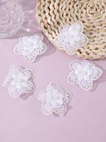 5pcs/Set Girls' Elegant White Flower Hair Clips - White - View 11
