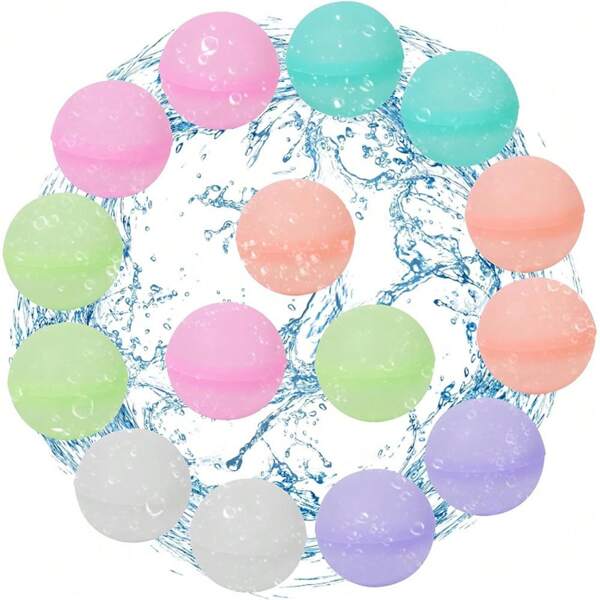 5pcs Silicone Pool Game Water Balloons, Water Play Games Supplies, Outdoor Water Fight Reusable Glow-In-The-Dark Buckle Silicone Water Balls, Suitable For Pool Party, Outdoor Activities