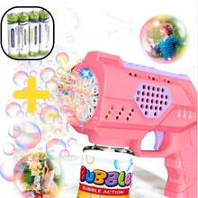 Automatic Bubble Blower Machine, Colorful, Kids Toy, Blue Red, 50ML - Pink+Battery - View 2