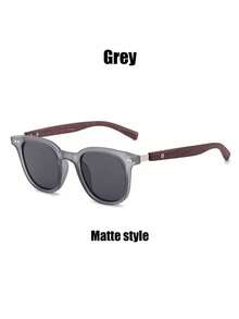 1pc/2pcs Men's Premium Retro Square Frame Fashion Glasses With Thick Faux Wood-Grain Temples, Stylish & Versatile Fashion Glasses For Party, Daily Wear, Travel & Holiday - Multicolor - View 3