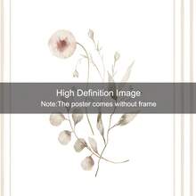 3 套无框波西米亚风植物花卉墙面艺术帆布海报复古印刷简约米色野花幼儿园绘画女孩房间装饰，现代家居装饰 - 彩色 - 查看 5