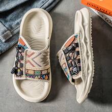 Men's Summer Slippers, Outdoor Casual Non-Slip Deodorized Sport Beach Shoes, Thick Sole Beach Sandals - Beige - View 4