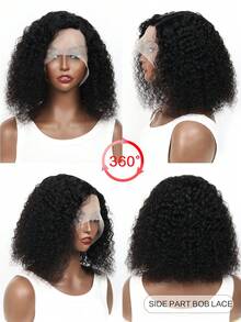 Tóc giả xoăn ngắn Tóc thật được nhổ sẵn Tóc giả BOB xoăn Tóc thật phần chữ T Tóc giả ren phía trước Tóc giả bằng tóc thật cho phụ nữ Tóc giả ren xoăn xoăn được nhổ sẵn Mặc và đi Mật độ 180 - Tự nhiên & Đen - Xem 12