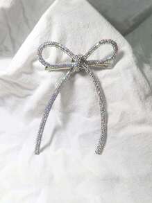 1/2pcs Women White Rhinestone Bow Tie Ribbon Duck Clip Fashionable New Bangs Hair Clip Decor Accessory Suitable For Dress, Party, Prom, Can Be Used As Gift (Random Clip Direction), School Stuff, College