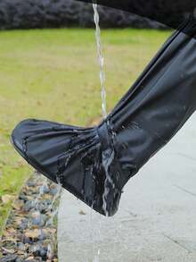 [With Reflective Stripes] High-Top Waterproof Shoe Covers, Rain Shoe Covers Waterproof Anti-Slip Outdoor Wear Thick Anti-Dust Rain Boot Covers, Elastic Stretchable Opening, Adult Size - Multicolor - View 5