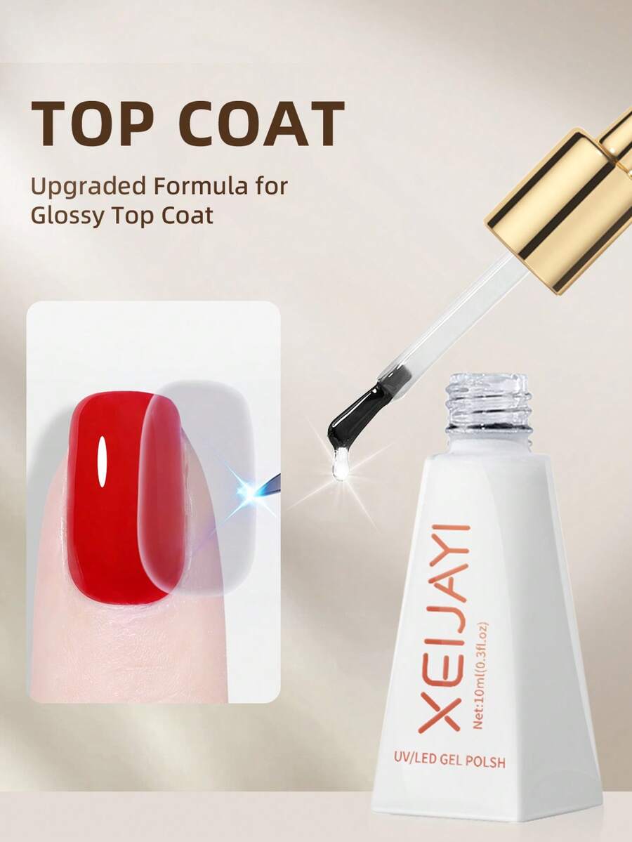 XEIJAYI 1 件装 10ml 持久凝胶面漆亮泽效果可浸泡 LED 美甲灯 - 非常适合美甲设计