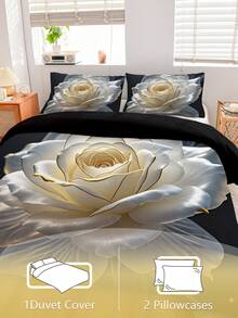 3 件套白色花朵羽绒被套（包括：1 个拉链羽绒被套 + 2 个枕套，不含内衬），涤纶面料，柔软舒适的床上用品套装，适用于卧室、宿舍、度假、露营，可机洗 - 彩色 - 查看 6