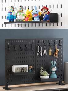 Complete Perforated Board Wall Panels, Plastic Accessories For Pegboard Display And Storage Racks, DIY Entry Wall, Hooks, Baskets, Divider Hooks, Storage Display Wall, Multi-Functional Display Rack, ABS Plastic Entry Display Rack, Gray Honeycomb Grid, With Hidden Screw Holes, Suitable For Key Display/Vertical Expansion/Computer Room Display/Home Office/Kitchen/Studio/Store And Various Occasions - Multicolor - View 4