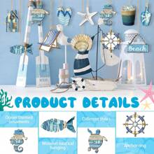 12pcs/24pc/36pc Summer Wooden Decorations, Ocean Beach Tree Decor, Coastal Nautical Shells & Fish Wooden Slices, Summer Wall Hanging Decor, Small Tree Party Decor; Includes Turtles, Starfishes, Seahorses Etc., Complete Set, Vivid Patterns, Vibrant Colors - A Beautiful Decor Set! They Can Be Hung On Walls, Front Doors, Windows, Fireplaces, Etc.; Also Suitable For Beach Parties, To Create A Beautiful Scenery In Your Home!