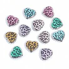 10 hạt hình trái tim họa tiết da báo kẻ caro phủ UV Acrylic, Phụ kiện trang sức tự làm, Màu sắc ngẫu nhiên - Nhiều màu - Xem 14