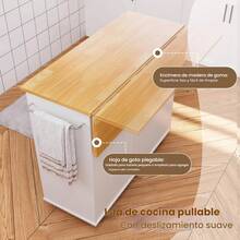 Alacenas De Cocina Con Ruedas Y 3 Cajones Mesa Plegable Isla - Blanco - Ver 3