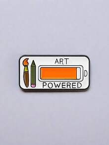1pc Art Energy Badge - Creative Battery Design With Tool Motif & Power Stripe, Artistic Statement Accessory - Multicolor - View 2