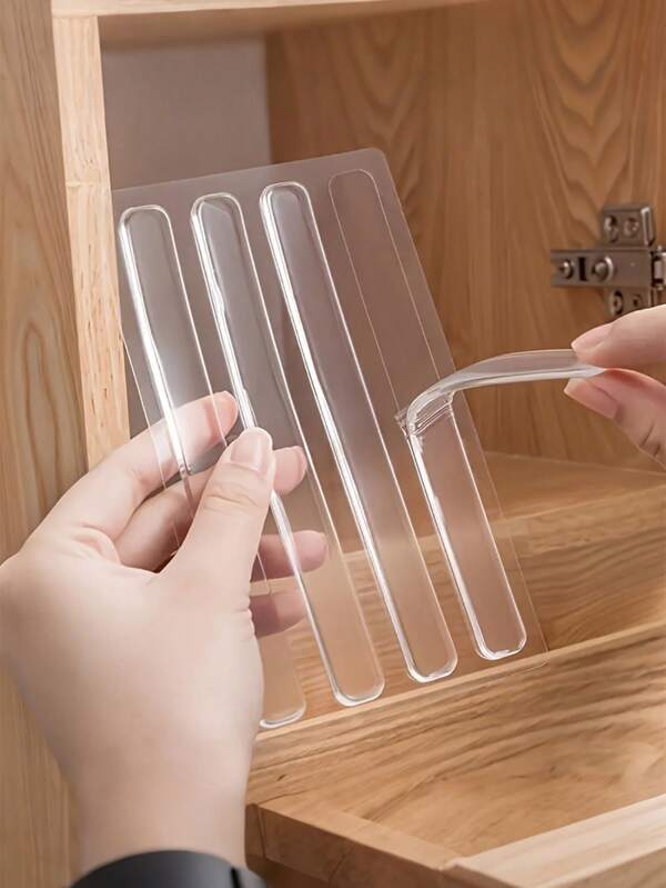 40/30/20pcs/10pcs Anti-Collision Door Handle Silicone Pads, Refrigerator Door And Cabinet Door Wall Anti-Collision Transparent Sound Insulation Strips, Household Transparent Anti-Collision Door Stop Brackets, Multi-Purpose Silicone Pads, Reduce Noise, Prevent Scratches, Protect Cabinets