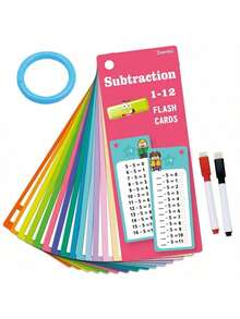 可重复使用的数学加减乘除练习册，配有可擦除工具，适用于学校数学培训教科书的学习抽认卡