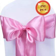 20pcs Champagne Satin Chair Sash Bows, Universal Decorative Chair Cover Ties For Wedding Reception, Washable & Reusable Chair Ribbons, Suitable For Wedding Events And Banquets