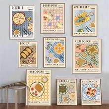 1 件/3 件墙面艺术海报复古咖啡香蕉船寿司拉面复古韩国美食海报精美客厅酒吧美学装饰墙面装饰无框/有框帆布艺术厨房装饰 - 彩色 - 查看 3