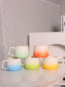 1 Stück 270ml Tasse im Ins-Stil aus Keramik mit Griff, Farbverlauf, Farbverlauf Farbe Latte Tasse, hochwertiger Nachmittagstee Tasse, modischer Becher/Rührkrug, Damen Bürotasse - Kaffeetasse mit Farbverlauf - Übersicht 11