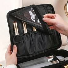1 pieza Estuche de maquillaje profesional Estuche de belleza Mujer Maletín cosmético impermeable Organizador de maquillaje Caja de almacenamiento de viaje para manicura, Estuche de maquillaje de viaje, Organizador de estuche de maquillaje de gran capacidad Bolsa de maquillaje portátil de viaje con divisores ajustables para mujeres y niñas