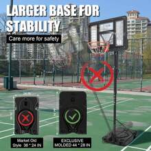 CuisinSmart 4.43-10ft Adjustable Height Portable Basketball Hoop Outdoor For Adult,Sturdy Enlarged Base & Shatterproof PC Backboard - Manual Lift (5.58-10ft Adjustable Height) - View 2