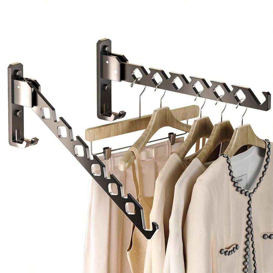 1pc Wall Mounted Clothes Drying Rack, Foldable Laundry Hanger Wall Mount, Wall Clothes Rack For Laundry Room, Clothes Hanger Indoor, Perfect For Small Spaces - one-size - View 1