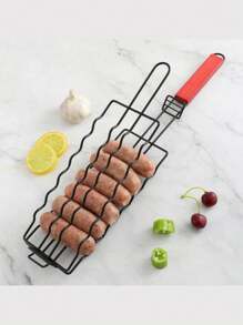 1 Stück Hot Dog Grillkorb, tragbares wiederverwendbares Outdoor Grillnetz, 6 Stück Hot Dog Grillrost, Wurst Grillnetz Clip Rack, geeignet für Familienzusammenkünfte, Outdoor-Picknick, Camping Grillen