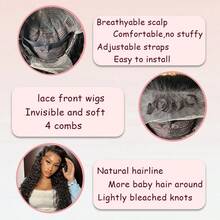 bling hair Perruques Lace Front Wigs Deep Wave, cheveux humains pré-épilés, 13x6 et 13x4, densité 180 %, pour femmes - SNatural - Voir 8
