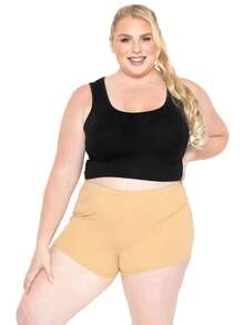 STRETCH IS COMFORT Women's And Plus Size Nylon Booty Shorts | Small - 3X - Baige - View 3
