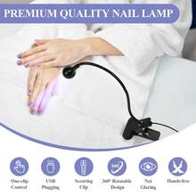 SAVILAND U V LED Nail Lamp – Mini Led Nail Lamp Gel Lamp For Nails With Securing Clip Rotatable Led Light For Nails For Curing Gel Polish U V Nail Gels Manicure Home DIY, Black - 黑色 - 查看 6