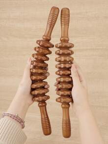 RANCAI Wood Therapy Massage Roller Tools,Manual Massage Roller Stick For Body Sculpting,Lymphatic Drainage,Cellulite Massage & Wooden Muscle Roller Stick For Waist And Thigh, Stomach Rolling,School,Back To School,Travel,Travel Essentials,Home Essentials,Spa,Massage Tool,Massage,Massager,Spa - Coffee Brown - View 6