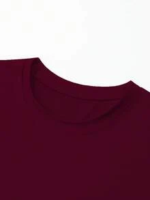 Men's Summer Letter Print Crew Neck Casual Top - Burgundy - View 3