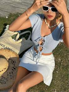 New Summer Minimalist Pleated Ruffle Hem Bodycon Skirt - White - View 3