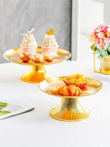 1pc Vintage Stainless Steel Cake Stand - Gold Stainless Steel Plate - View 8