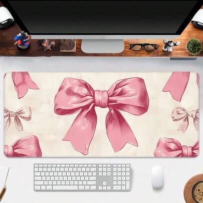 Extra Large Bow-Knot Mouse Pad, Gaming Desk Mat, Big Keyboard Pad, Washable, Anti-Slip Rubber Base, Edged Design, Gift Mouse Pad, Desktop Protector, Study Desk Pad, Multi-Size Options, Computer Keyboard Pad, Laptop Mat Back To School Gaming Mouse Pad