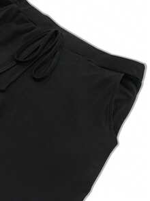 HUTENER Pantalones casuales versátiles de unicolor talla grande largo 3/4 - Negro - Ver 4