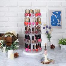 J JACKCUBE DESIGN Acrylic Rotating Nail Polish Display Stand Spinning Rack Holds 69 - 117 Bottles, 3 Tier Storage Holder Organizer Nail Polish, Makeup, Essential Oil And More - MK548B - 5Tier - View 2
