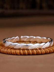 Sterling Silver Bracelet Women Love Interwoven Nailed Sand Opening Bracelet Light Luxury Simple Daily Versatile Style Women's Mother's Day Gift - Interwoven Bracelet - View 5