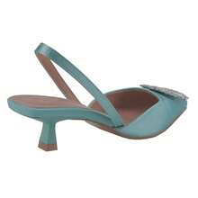 Women's Low Toe Slingback Square Buckle Heeled Sandals Stiletto Heels Slip On Party Dress Shoes Summer Shoes - Màu xanh Bạc hà - Xem 3