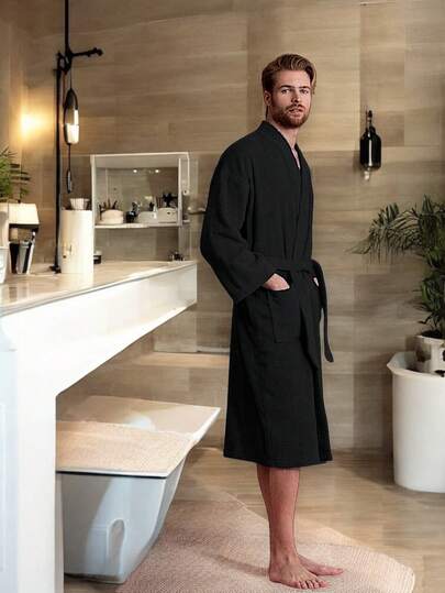 BATA DE BAÑO UNISEX AMPLIA Y LARGA EXCELENTE ABSORCIÓN TELA MICROTOALLA (ALGODÓN CON MICROFIBRA)